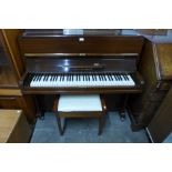 A Monington & Weston mahogany overstrung upright piano, serial no. 45383, and stool