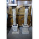 A pair of Italian style marble and gilt metal pedestals