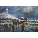 Robert Sheader, Scarborough Lifeboat, oil on board, 28 x 39cms, framed