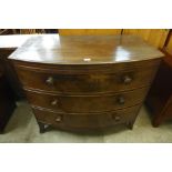 A George III mahogany bow front chest of drawers