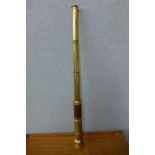 An oak and brass three draw telescope