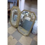 Two gilt framed mirrors and one other