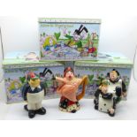 Three Paul Cardew for John Beswick Alice in Wonderland figures, boxed