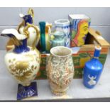 A collection of vases including china and glass, a bowl, etc. **PLEASE NOTE THIS LOT IS NOT ELIGIBLE