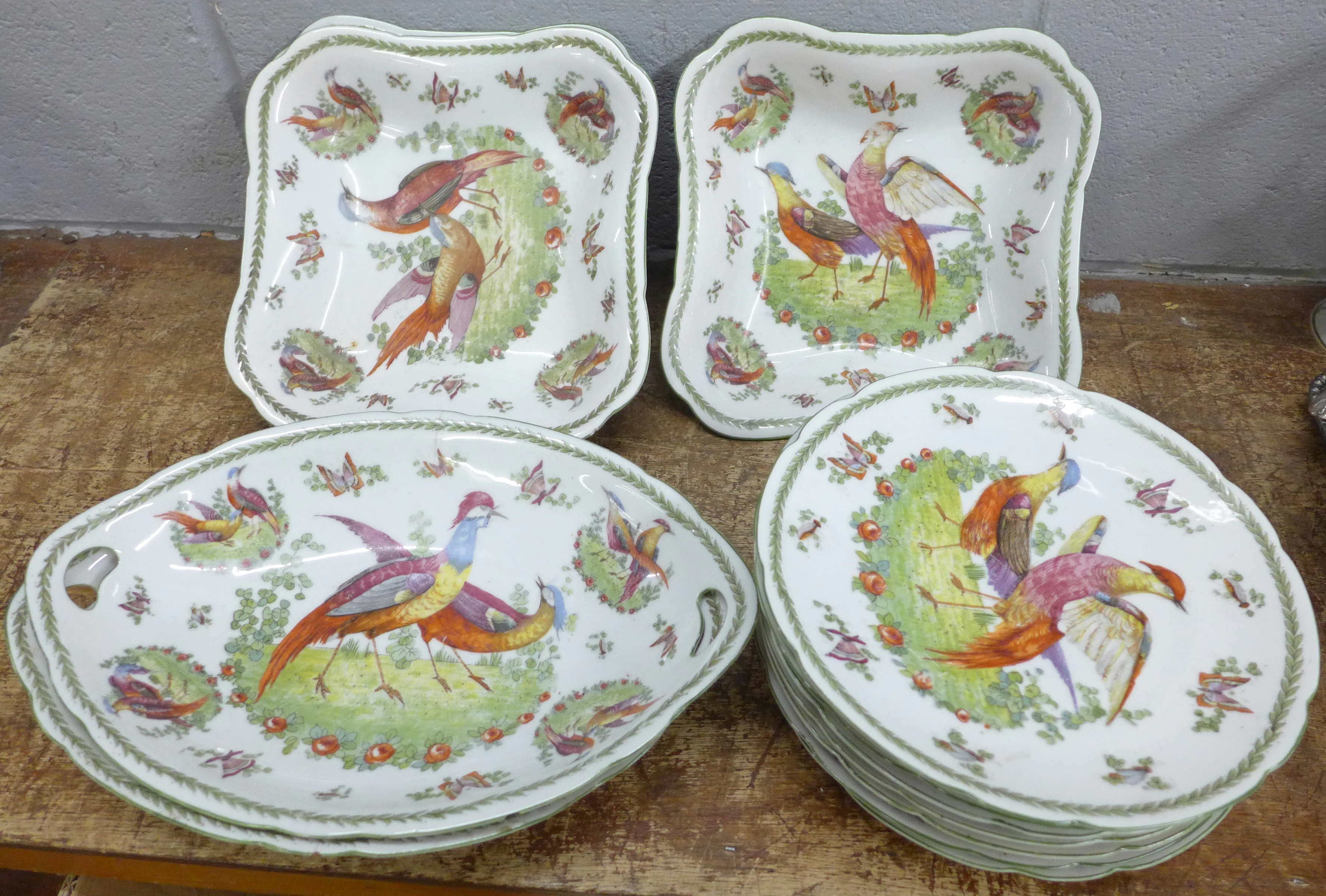 A Czechoslovakian dessert service decorated with birds (13) **PLEASE NOTE THIS LOT IS NOT ELIGIBLE