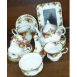 A collection of Royal Albert Old Country Roses china, three setting, lacking one side plate, a