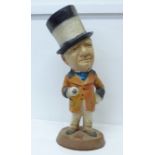 A caricature plaster figure of American comedian W.C. Fields, 45cm