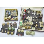 A collection of vintage clip-on earrings