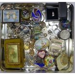 Costume jewellery, charms, pill boxes, etc.