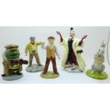 Five Royal Doulton Wade and Beswick figures, Cruella de Vil, Toad, Farmer Potatoes, Mr McGregor