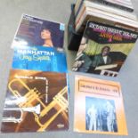 Fifty-eight jazz LP records and fifteen 7" singles, Donald Byrd, Marian Montgomery, Richard