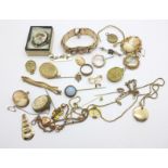 A collection of plated jewellery including lockets