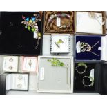 A collection of silver jewellery including gem set