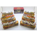 Six Benbros Qualitoy model State Landau, two Benbros Zebra Toys miniature model Royal Coach and a