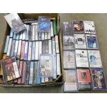 A box of jazz and blues cassette tapes, over sixty
