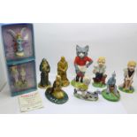 A collection of Wade and Beswick figures, Three The Camels Collection figures, Beswick Kitkat,