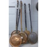 Five copper bed pans **PLEASE NOTE THIS LOT IS NOT ELIGIBLE FOR POSTING AND PACKING**