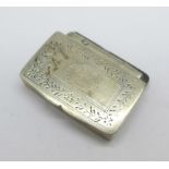 A 19th Century silver pill box, makers mark only, a/f