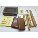 Cigars; seven King Edward, one Cuban Montecristo, other cigars, a leather cigar case and a Willem II