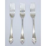 Three silver forks, Sheffield 1938, A E Poston & Co. Ltd., 143.6g