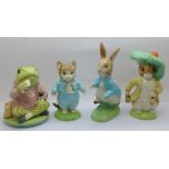 Four limited edition Beswick Beatrix Potter figures, Tom Kitten, Jeremy Fisher, 1300/1947, Peter