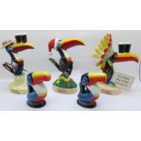 Four Royal Doulton Guinness limited edition figures, Seaside Toucan, Christmas Toucan, Big Chief