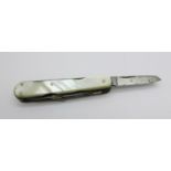 A 19th Century combination pocket knife with mother of pearl handle, Atkinson of Sheffield