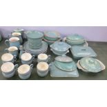 A collection of Denby stoneware table and ovenwares, cups, saucers, plates, hot water jug, other