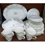 Royal Doulton Moselle Collection Avignon dinnerwares, two lidded tureens, six tea cups, saucers, 6½"