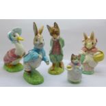 Two limited edition Beswick Beatrix Potter figures, Mrs Rabbit, Foxy Whiskered Gentleman 809/1947,