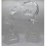 Two Italian Royal Crystal Rock figures, 28cm, boxed