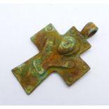 A large medieval Byzantine cross with depiction of Christ, width 41mm