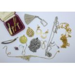 Costume jewellery and a tie-clip set