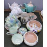 A Branksome China Art Deco tea service, Shelley Melody china, Grafton China tea set and two Poole