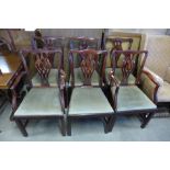 A set of six Chippendale Revival mahogany dining chairs