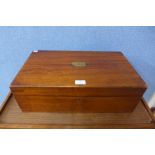 A Victorian mahogany and brass inland writing slope, 17cms h x 51cms w