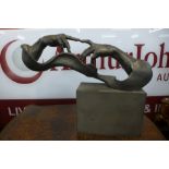 A Michaelangelo style bronze Creation of Adam sculpture, 59cms h x 79cms w
