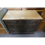 A late Victorian oak chest of drawers