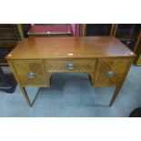 An Edward VII inlaid mahogany writing table, 78cms h, 112cms w, 50cms d