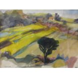 Pamela Guille, rural country landscape, watercolour, 37 x 49cms, framed