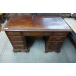 A George III style mahogany kneehole desk, a/f