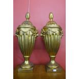 A pair of large George III style gilt urns and covers, 88cms h (20038898) #