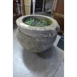 A Compton Pottery terracotta garden urn, 37cms h x 45cms d