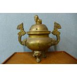 A large oriental bronze Koro and cover, 46cms h