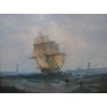 English school (19th Century), shipping off the coast, oil on canvas, 35 x 48cms, framed