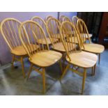 A set of ten Ercol Blonde elm and beech Windsor chairs