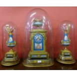 A 19th Century French ormolu and Sevres style porcelain clock garniture, case signed P.H. Mourey,
