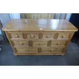 A Victorian style pine chest of drawers, 77cms h, 122cms w, 46cms d
