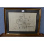 Tony H. Lewis, Ye Olde Trip to Jerusalem, pen & ink, framed