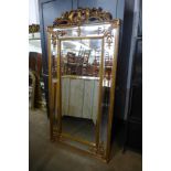 A large gilt French style gilt framed mirror, 185 x 92cms (M32138)